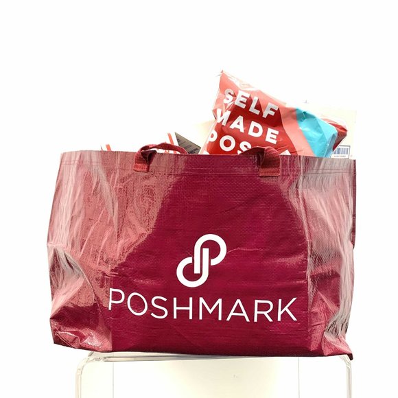 Poshmark Handbags - Poshmark Logo Large Oversized Burgandy Double-Handle Tote Bag